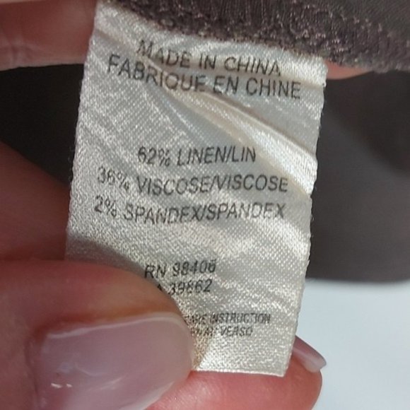 Theory Taupe Brown Linen Spandex Blend Boat Neck Short Sleeve Top SP D4 - Picture 6 of 7